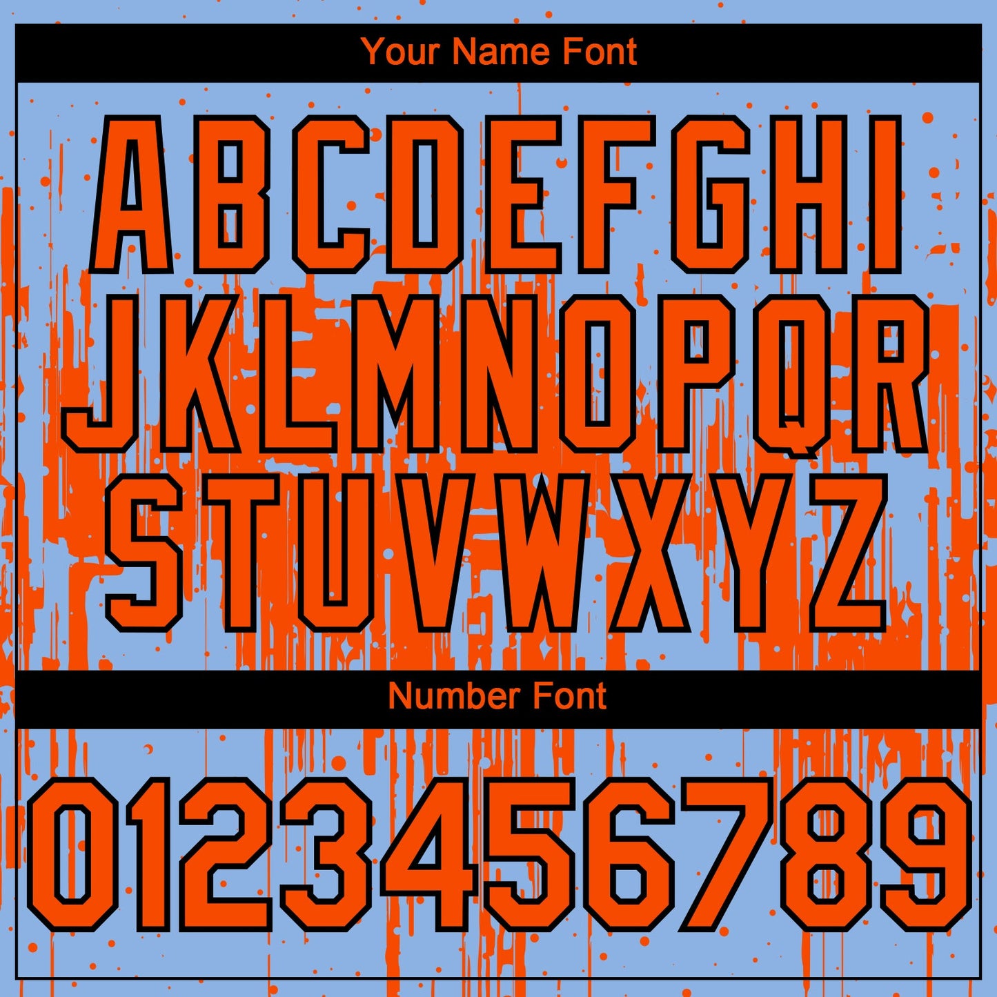 Custom Light Blue Orange-Black Dripping Splatter Paint Authentic Baseball Jersey