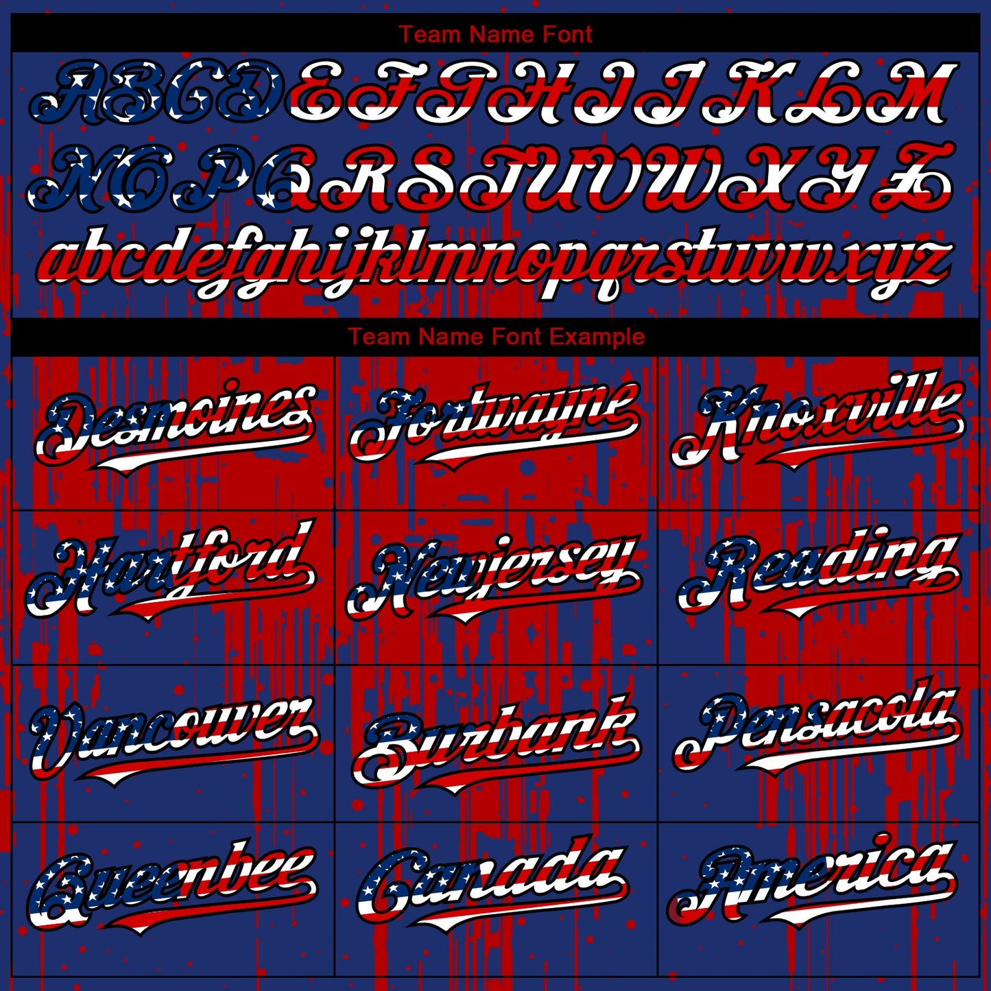 Custom Royal Vintage USA Flag Black-Red Dripping Splatter Paint Authentic Baseball Jersey