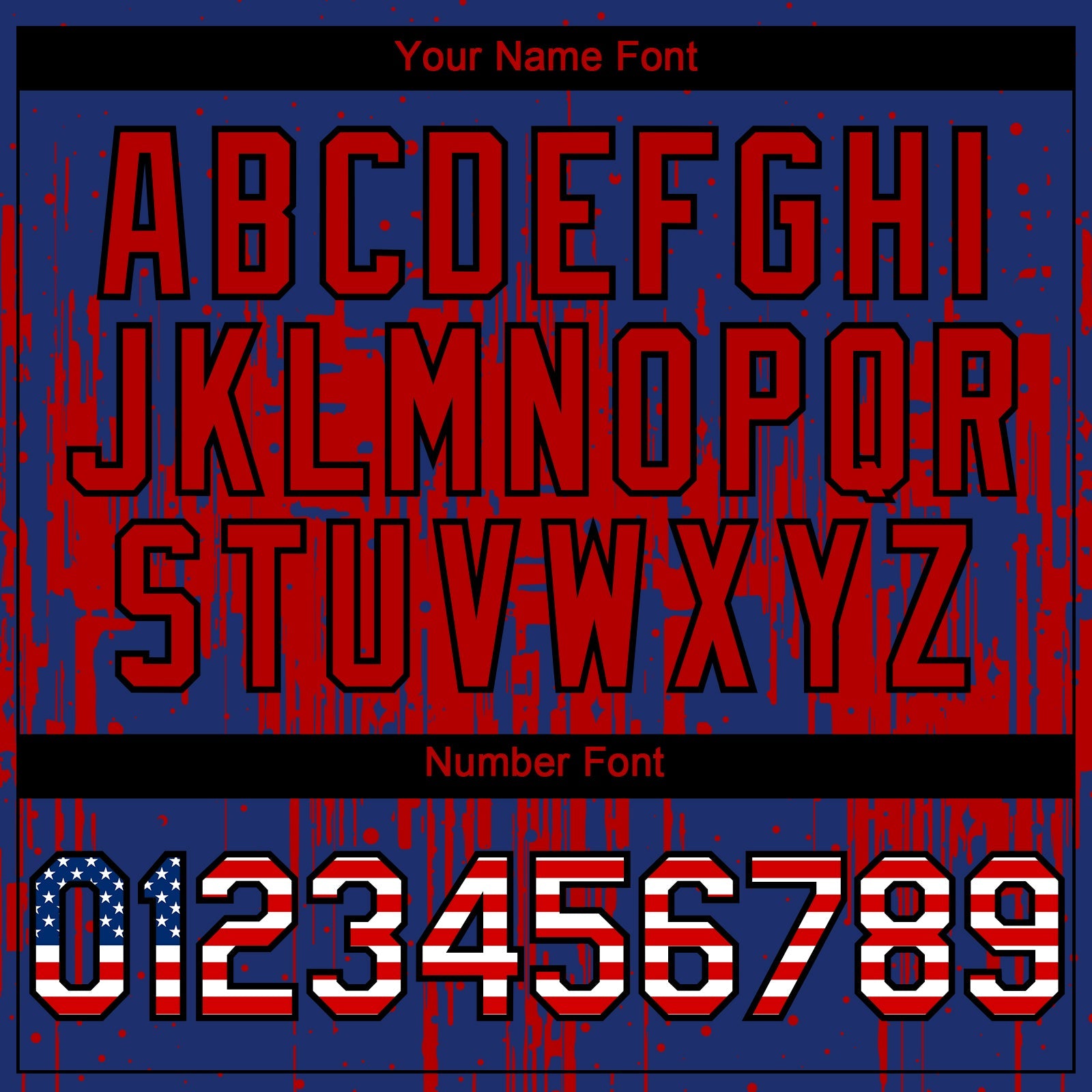 Custom Royal Vintage USA Flag Black-Red Dripping Splatter Paint Authentic Baseball Jersey