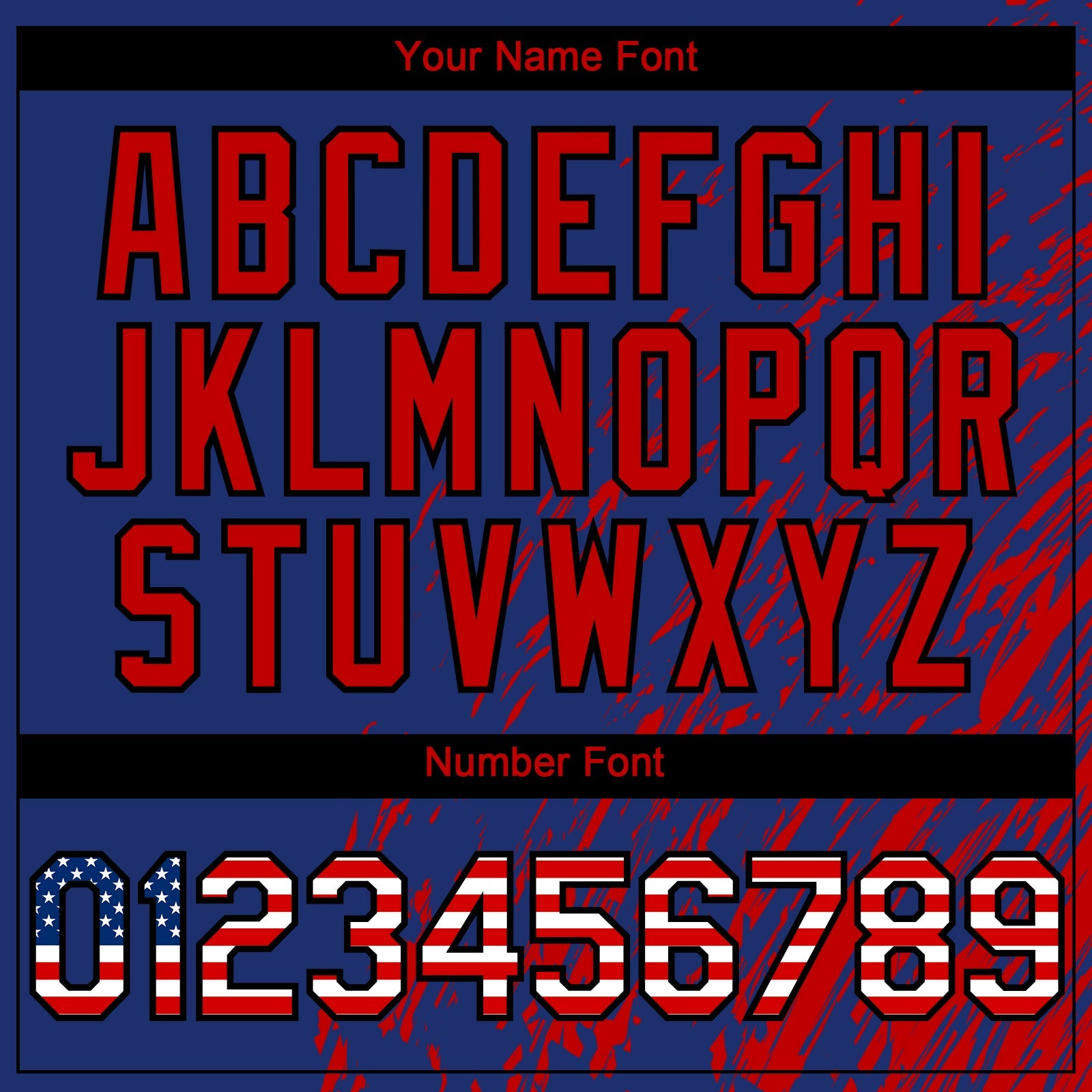 Custom Royal USA Flag Red-Black Paint Stroke Grunge Streak Authentic Baseball Jersey