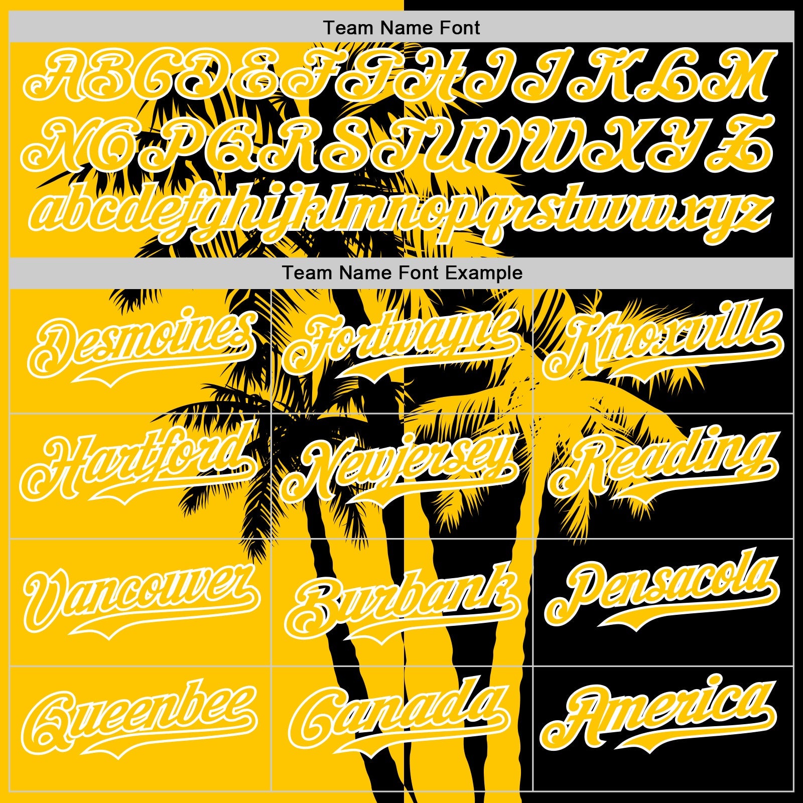 Custom Black Yellow-White Hawaii Palm Trees Tropical Coconut Authentic Baseball Jersey