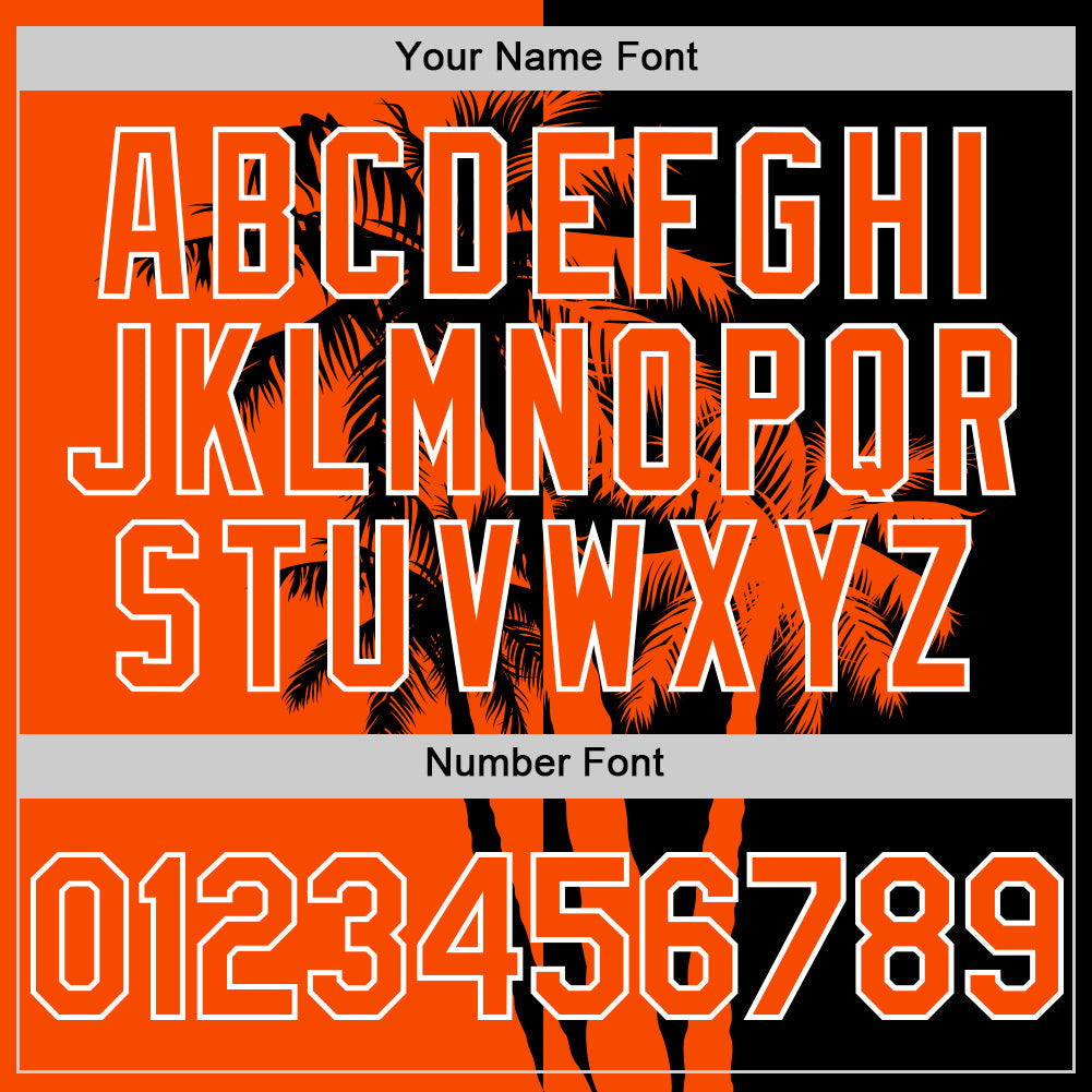 Custom Black Orange-White Hawaii Palm Trees Tropical Coconut Authentic Baseball Jersey