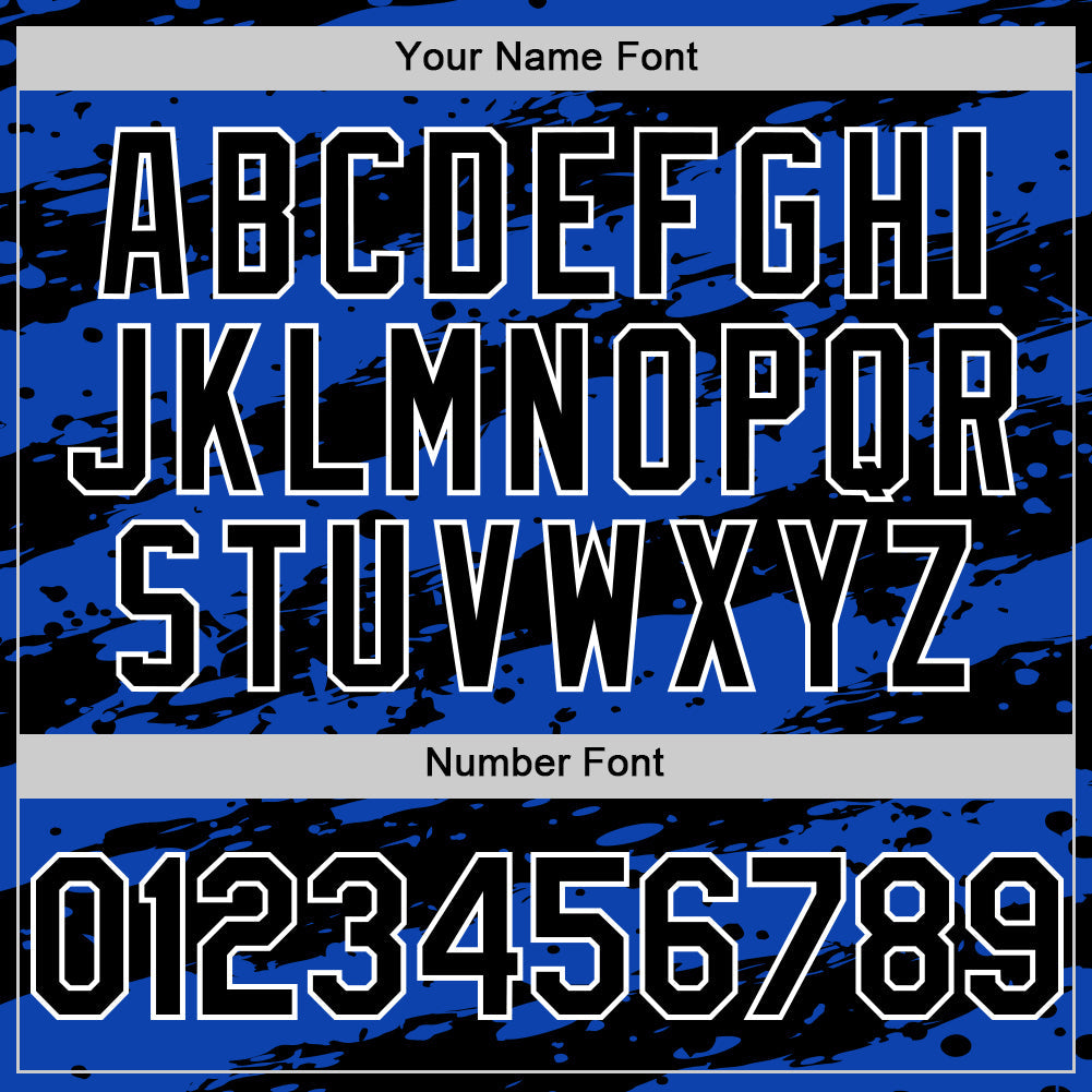 Custom Thunder Blue Black-White Paint Splash Stripe Authentic Baseball Jersey