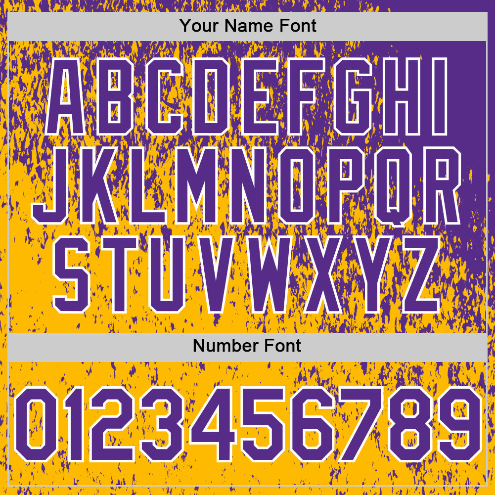 Custom Purple Gold-White Abstract Fragment Splatter Authentic Baseball Jersey