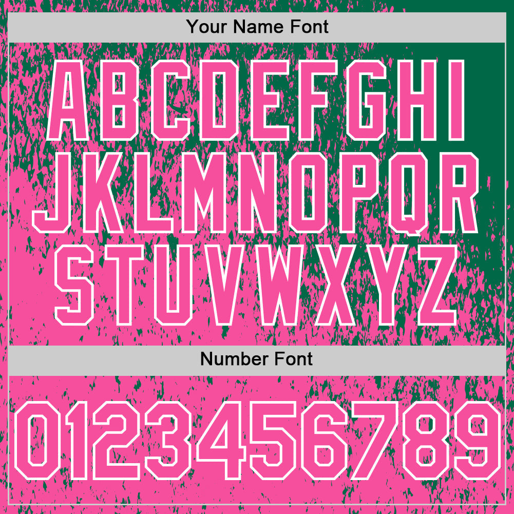 Custom Kelly Green Pink-White Abstract Fragment Splatter Authentic Baseball Jersey