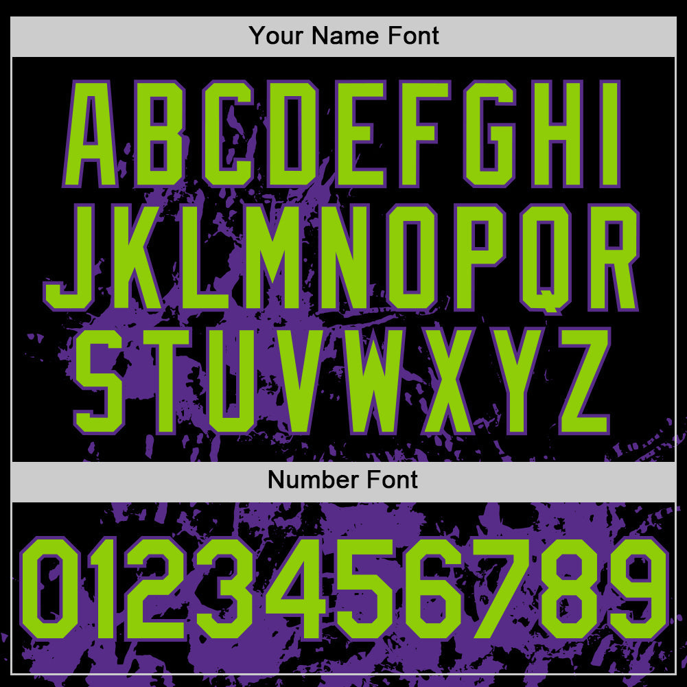 Custom Black Neon Green-Purple Splatter Authentic Baseball Jersey