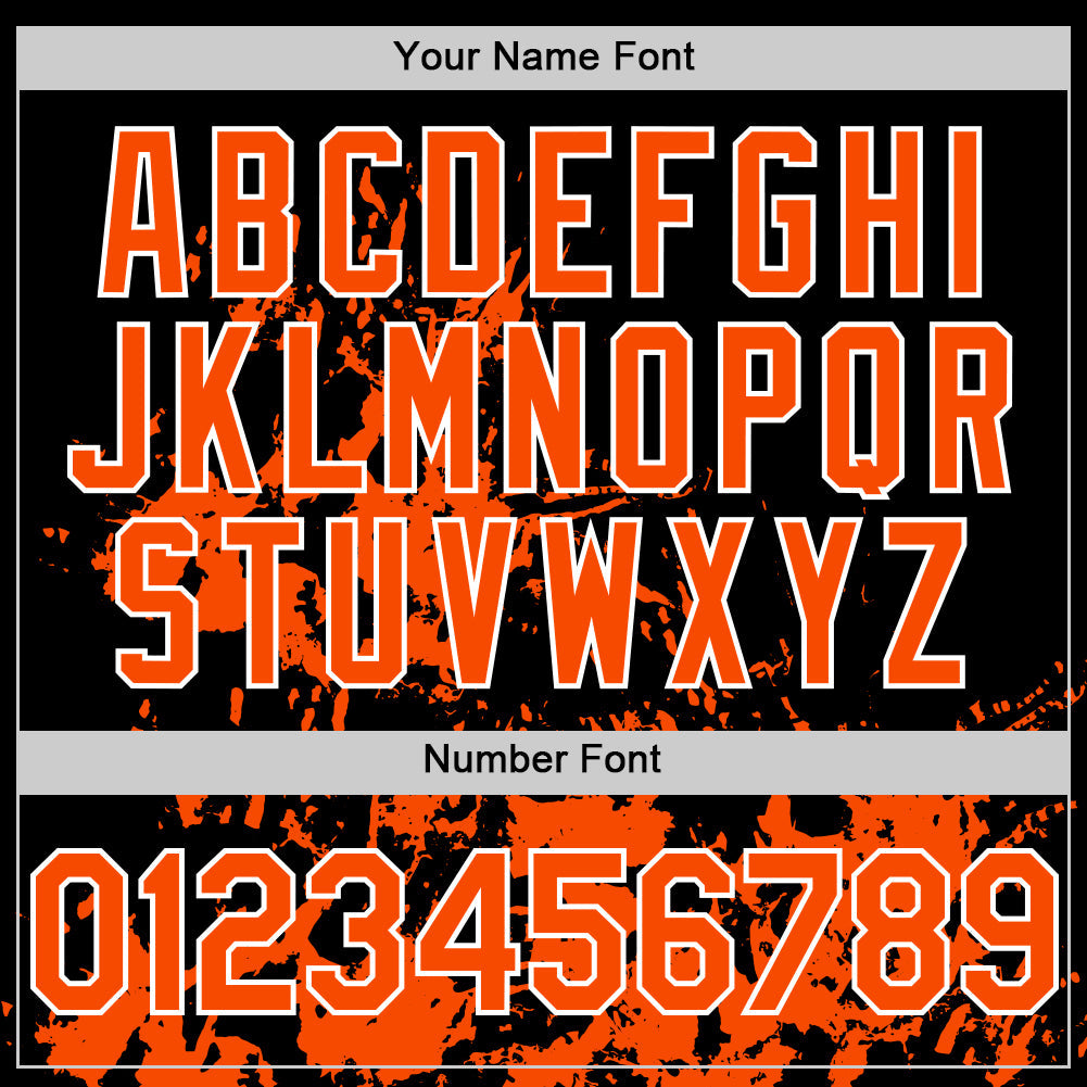 Custom Black Orange-White Splatter Authentic Baseball Jersey