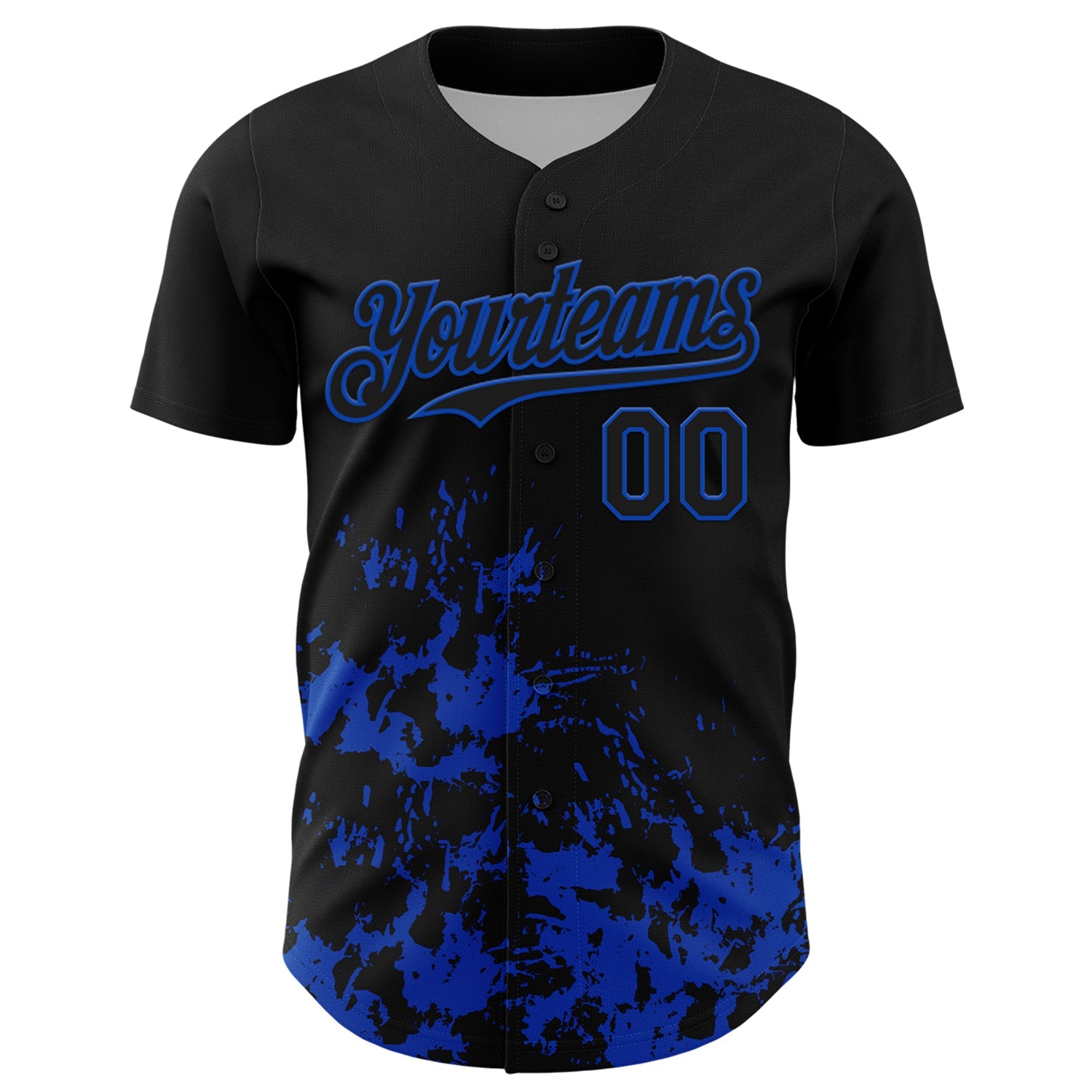 Custom Black Thunder Blue Splatter Authentic Baseball Jersey