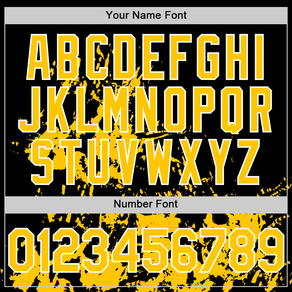 Custom Black Yellow-White Splatter Authentic Baseball Jersey