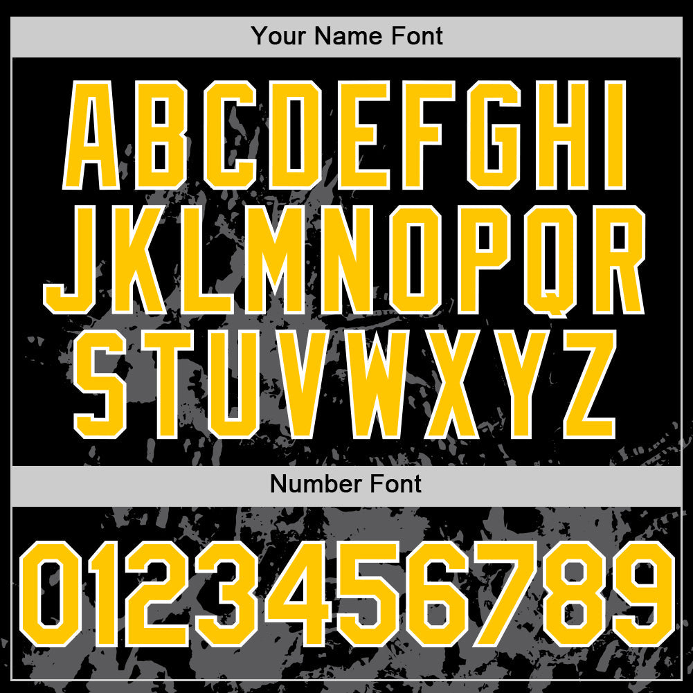 Custom Black Yellow White-Gray Splatter Authentic Baseball Jersey