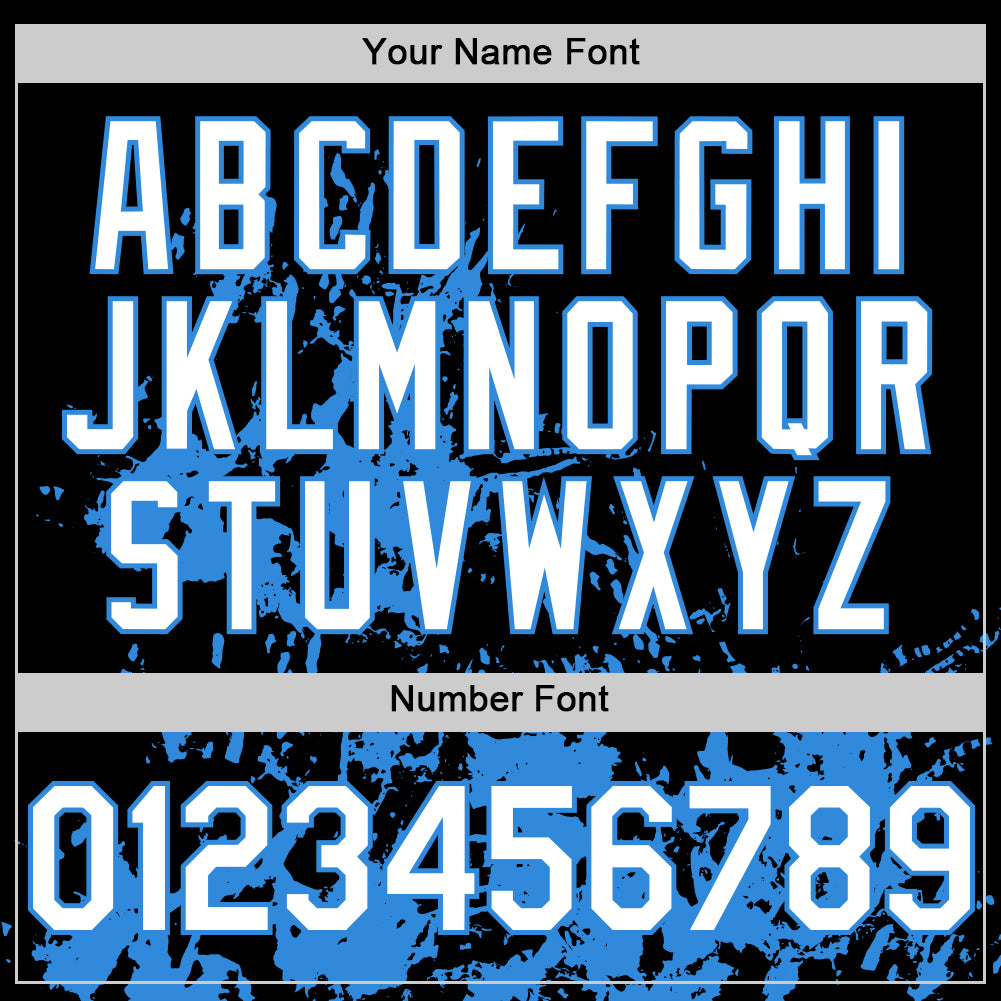 Custom Black White-Powder Blue Splatter Authentic Baseball Jersey