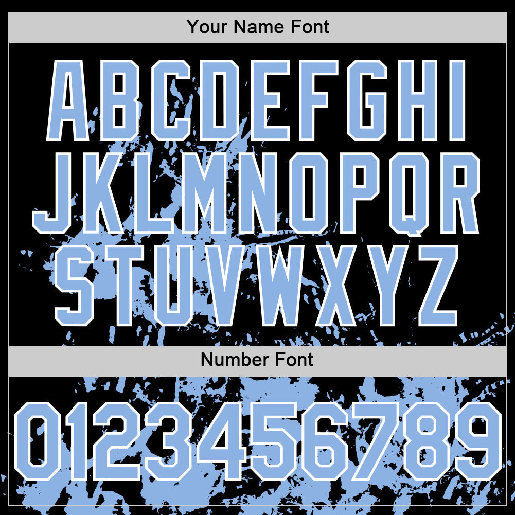 Custom Black Light Blue-White Splatter Authentic Baseball Jersey
