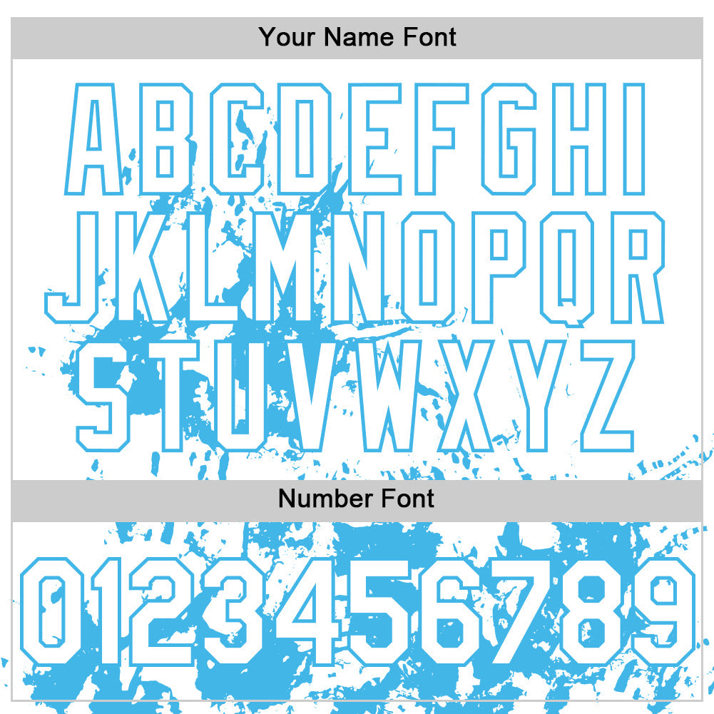 Custom White Sky Blue Splatter Authentic Baseball Jersey
