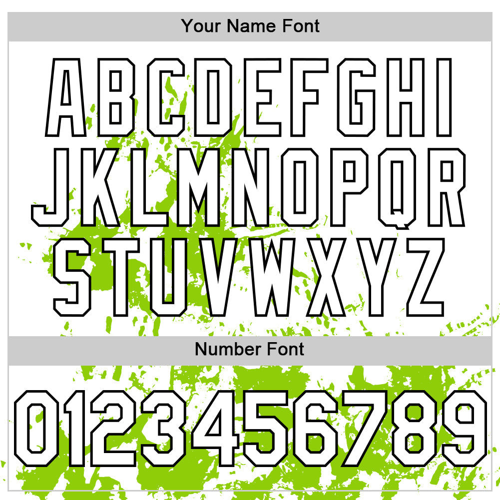 Custom White Black-Neon Green Splatter Authentic Baseball Jersey