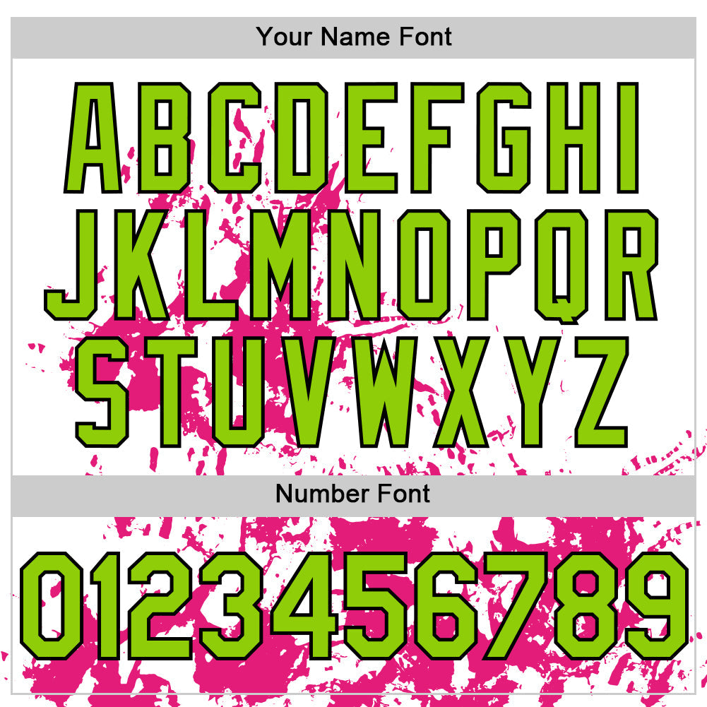 Custom White Neon Green Black-Pink Splatter Authentic Baseball Jersey