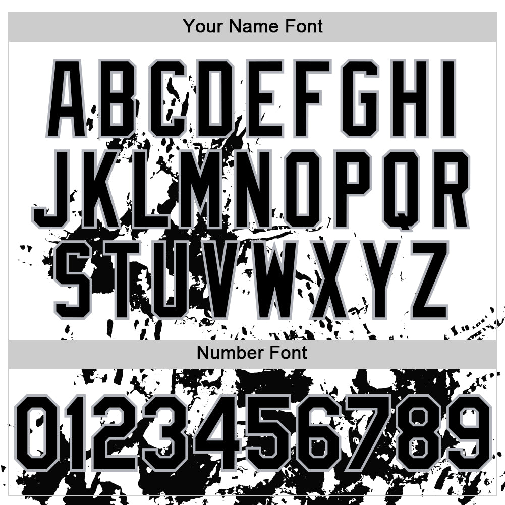 Custom White Black-Gray Splatter Authentic Baseball Jersey