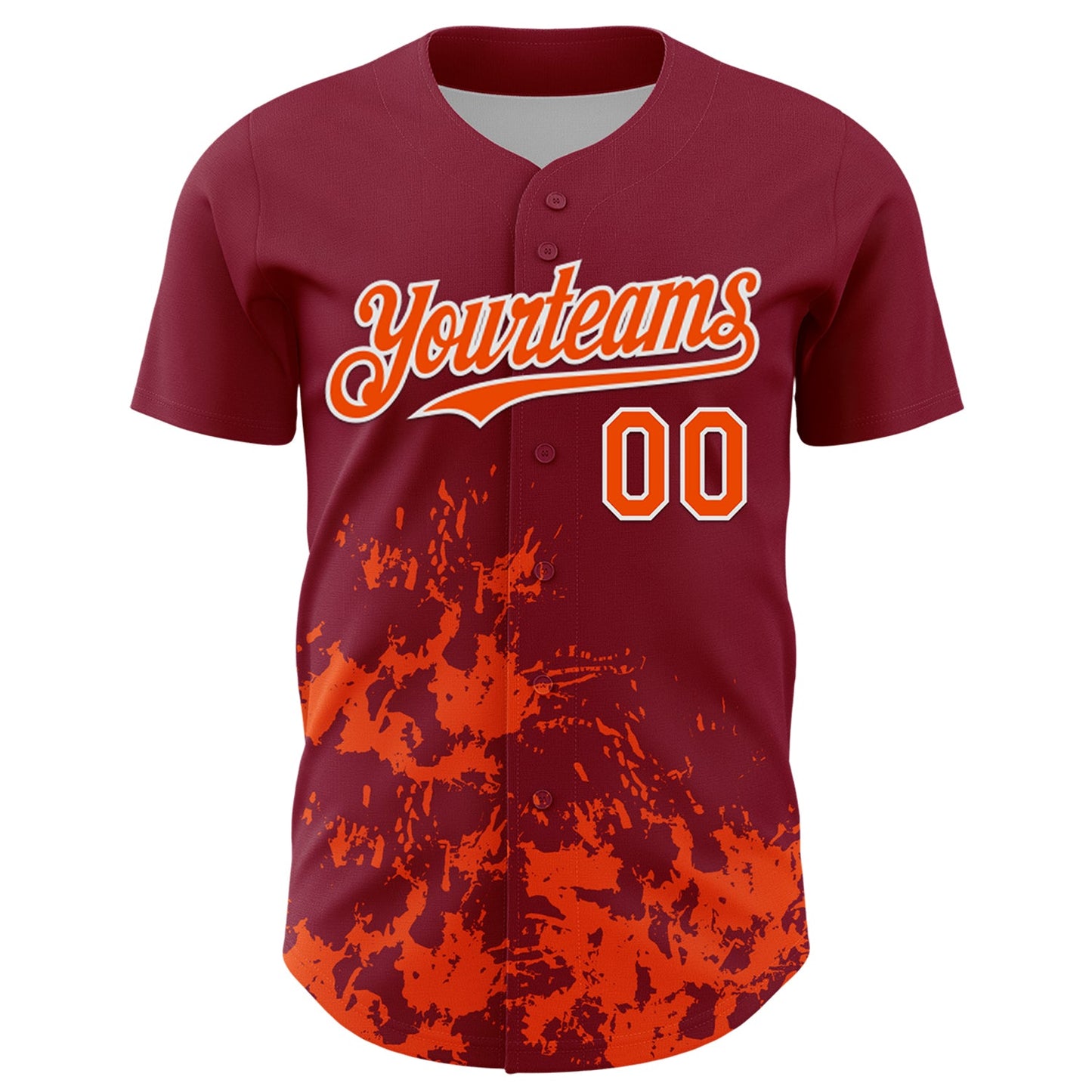 Custom Crimson Orange-White Splatter Authentic Baseball Jersey
