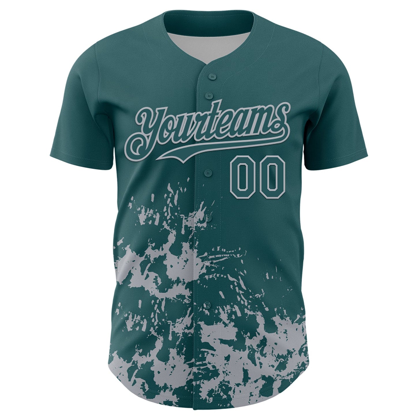 Custom Midnight Green Gray Splatter Authentic Baseball Jersey