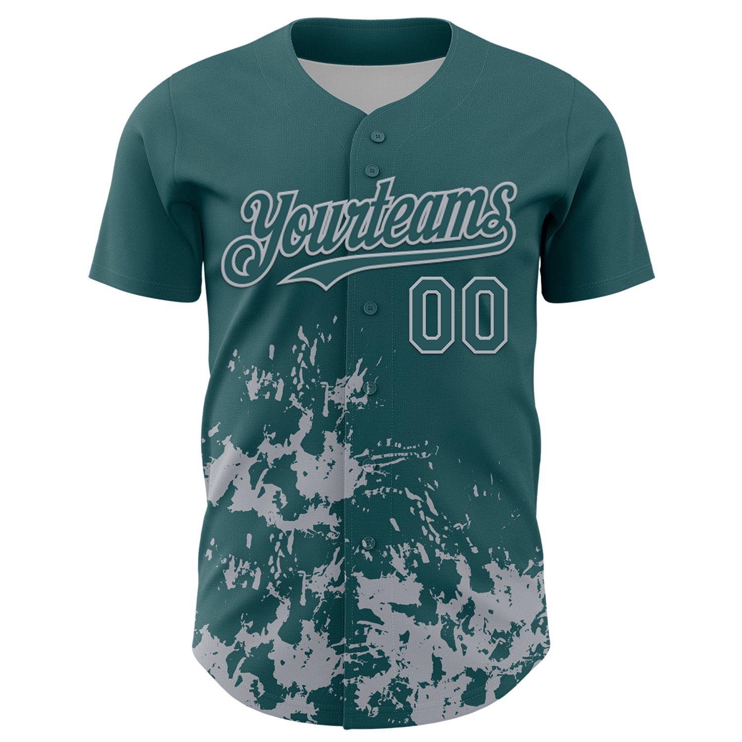 Custom Midnight Green Gray Splatter Authentic Baseball Jersey
