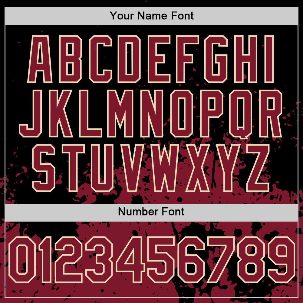 Custom Black Crimson-Cream Abstract Splatter Grunge Authentic Baseball Jersey
