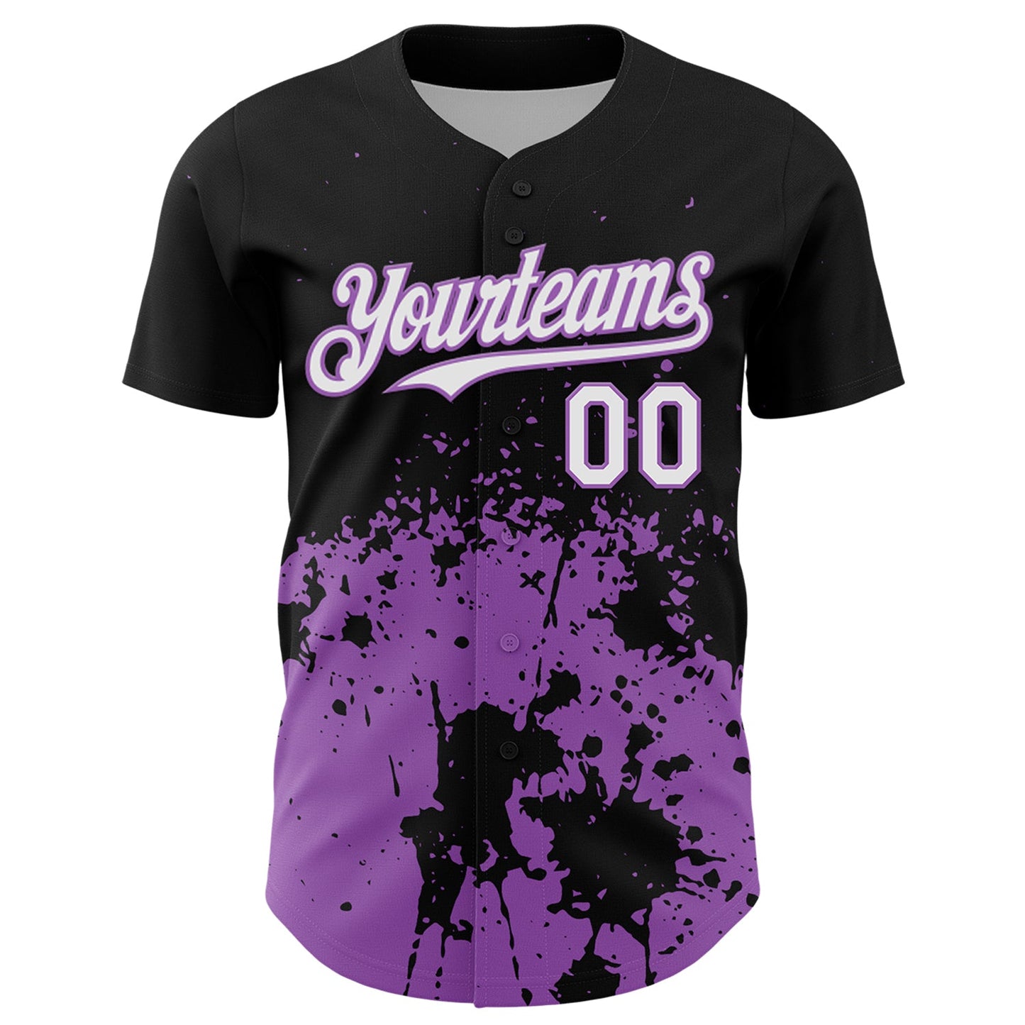 Custom Black White-Medium Purple Abstract Splatter Grunge Authentic Baseball Jersey