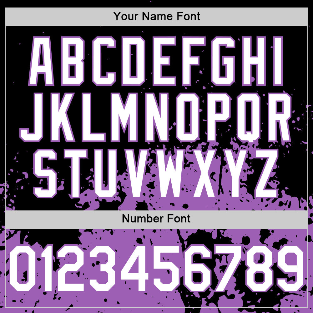 Custom Black White-Medium Purple Abstract Splatter Grunge Authentic Baseball Jersey