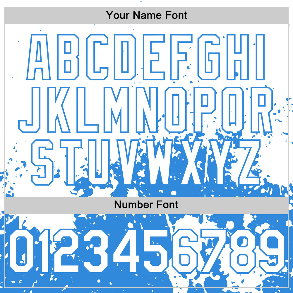 Custom White Powder Blue Abstract Splatter Grunge Authentic Baseball Jersey