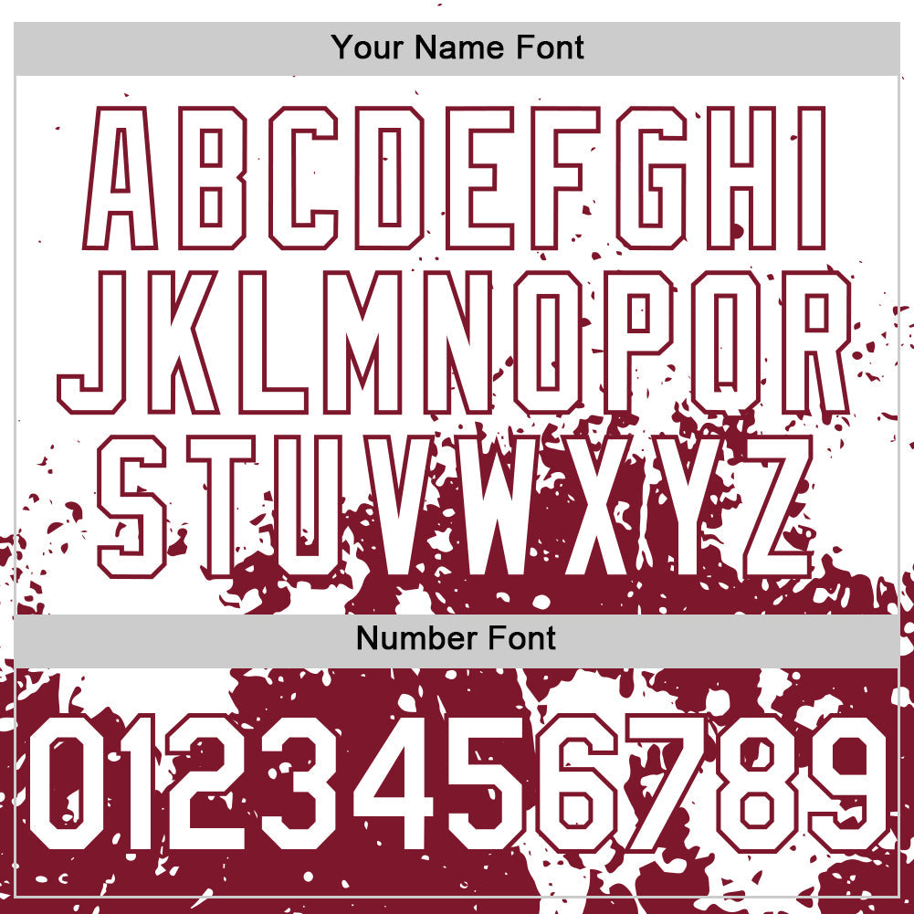 Custom White Crimson Abstract Splatter Grunge Authentic Baseball Jersey