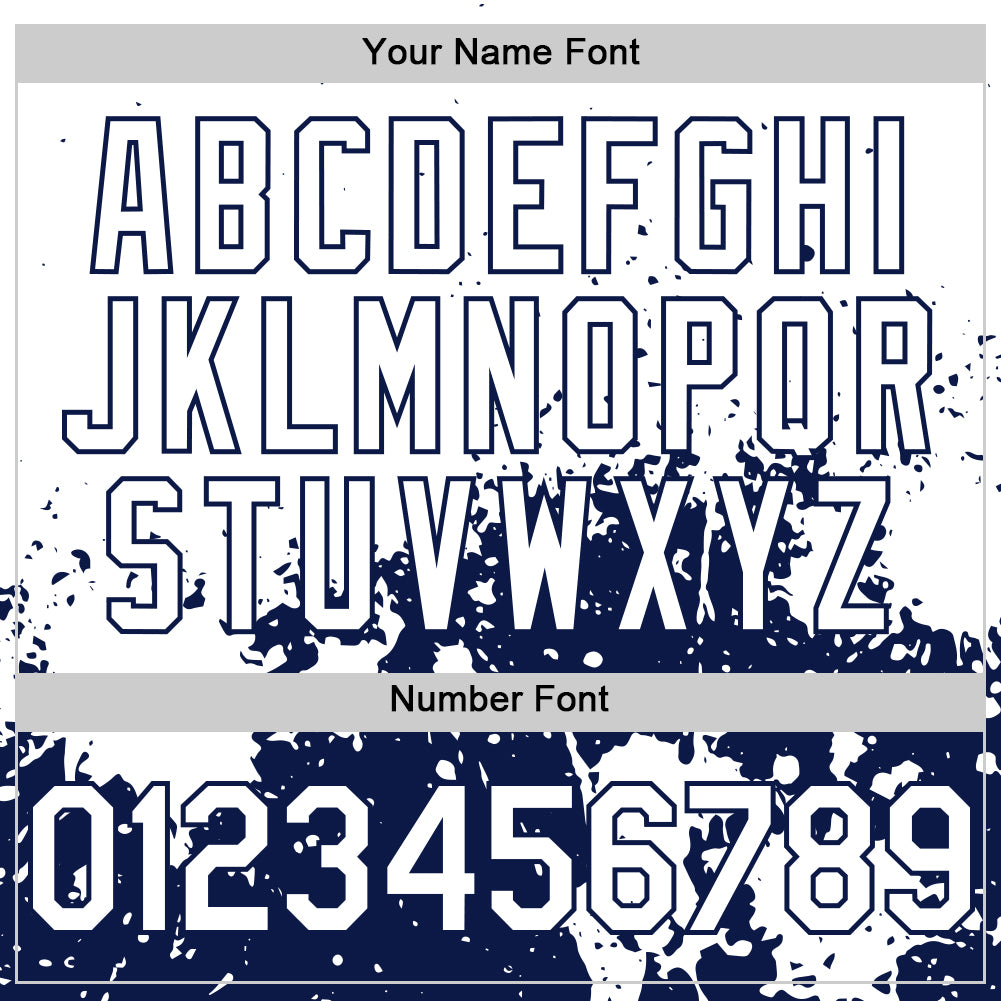 Custom White Navy Abstract Splatter Grunge Authentic Baseball Jersey