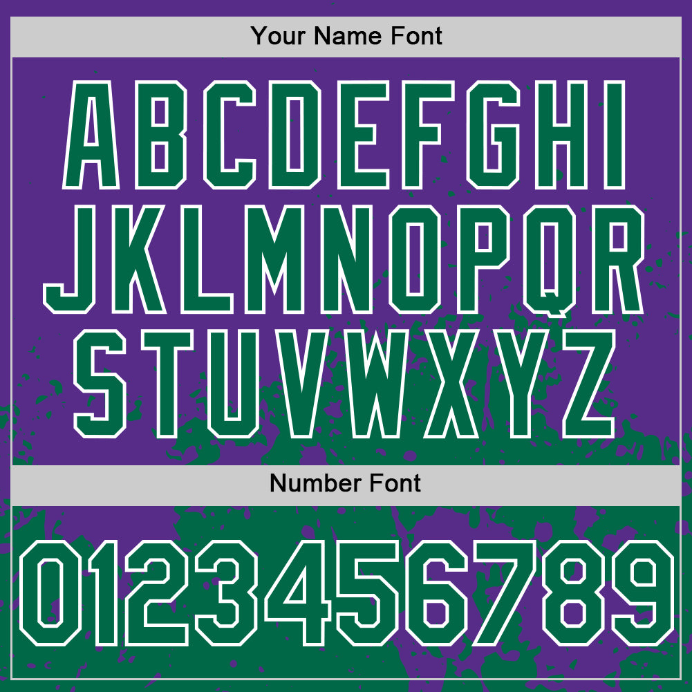 Custom Purple Kelly Green-White Abstract Splatter Grunge Authentic Baseball Jersey