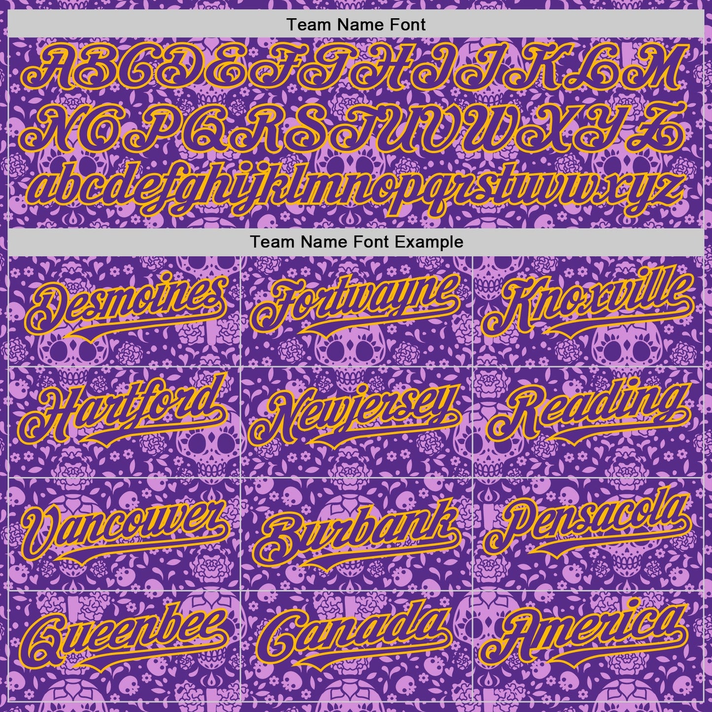 Custom Purple Gold Sugar Skull Day of the Dead Mexican Folk Art Authentic Baseball Jersey