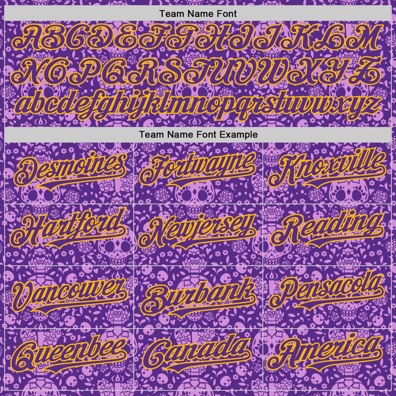 Custom Purple Gold Sugar Skull Day of the Dead Mexican Folk Art Authentic Baseball Jersey