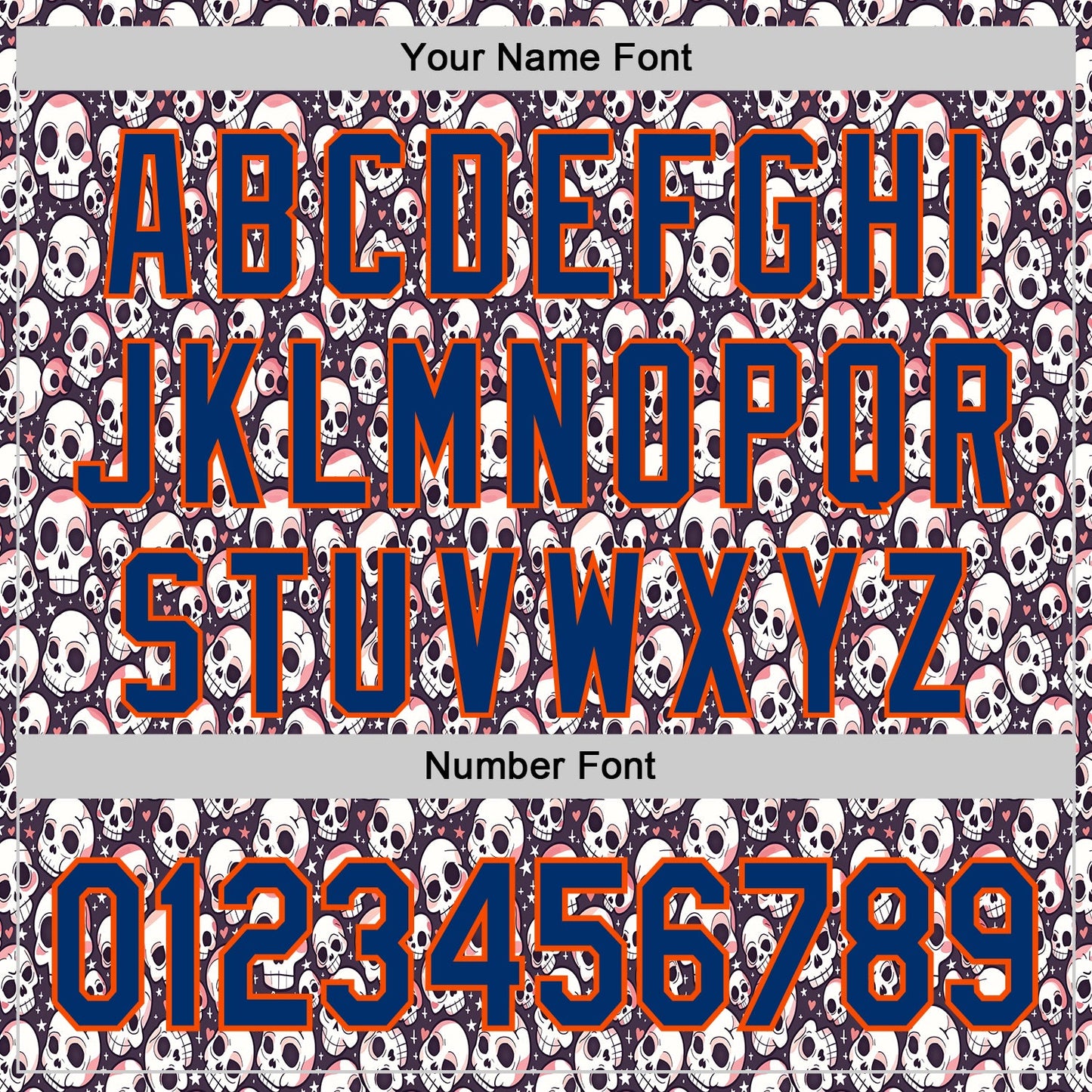 Custom White US Navy Blue-Orange Sugar Skull Day of the Dead Mexican Folk Art Authentic Baseball Jersey
