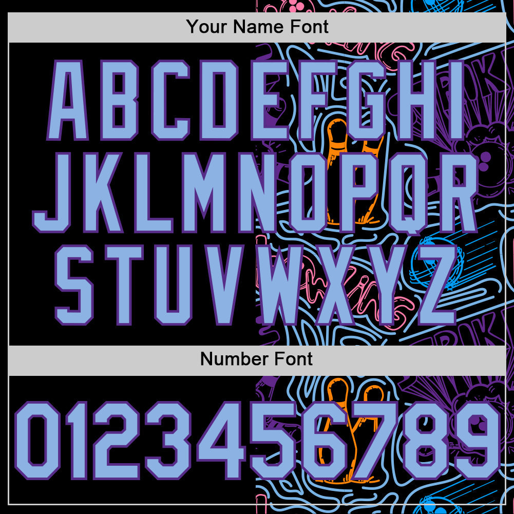 Custom Black Light Blue-Purple Bowling Doodle Split Authentic Baseball Jersey