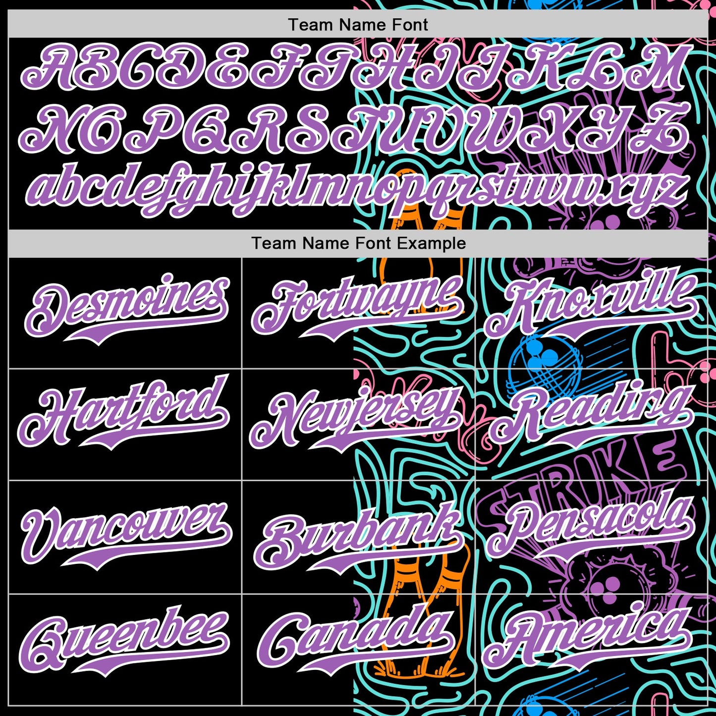Custom Black Medium Purple White-Ice Blue Bowling Doodle Split Authentic Baseball Jersey