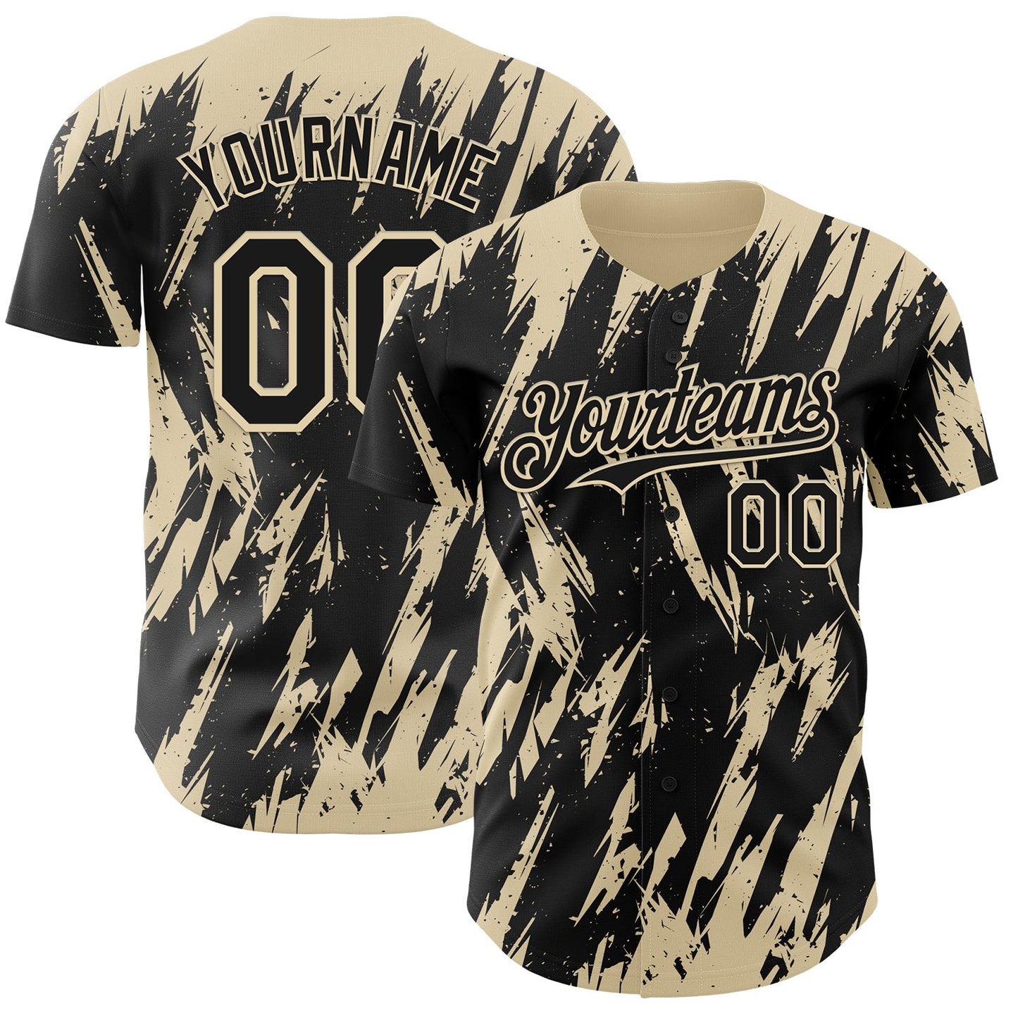 Custom Black Cream Splatter Torn Sharp Brush Stroke Authentic Baseball Jersey