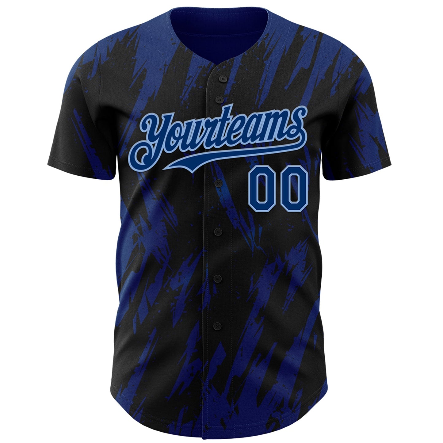 Custom Black US Navy Blue-Light Blue Splatter Torn Sharp Brush Stroke Authentic Baseball Jersey