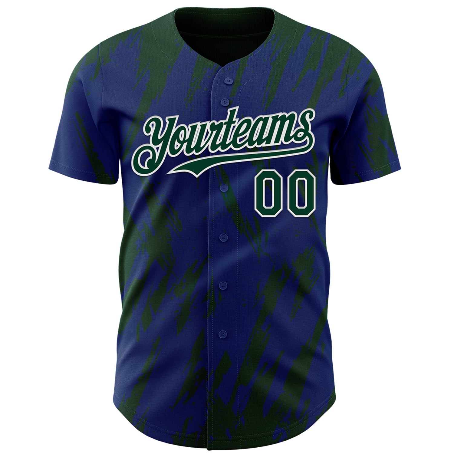 Custom Royal Green-White Splatter Torn Sharp Brush Stroke Authentic Baseball Jersey