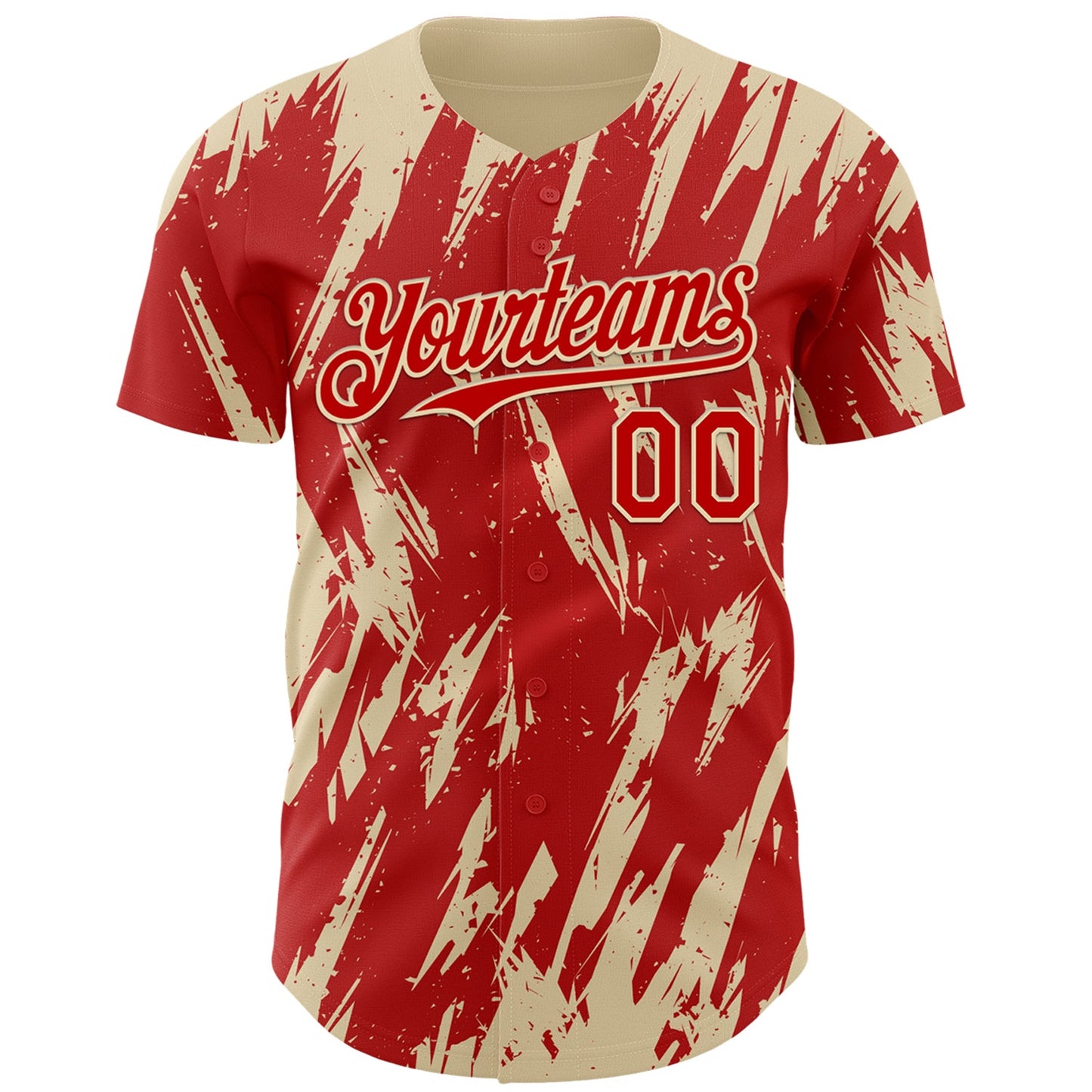 Custom Red Cream Splatter Torn Sharp Brush Stroke Authentic Baseball Jersey