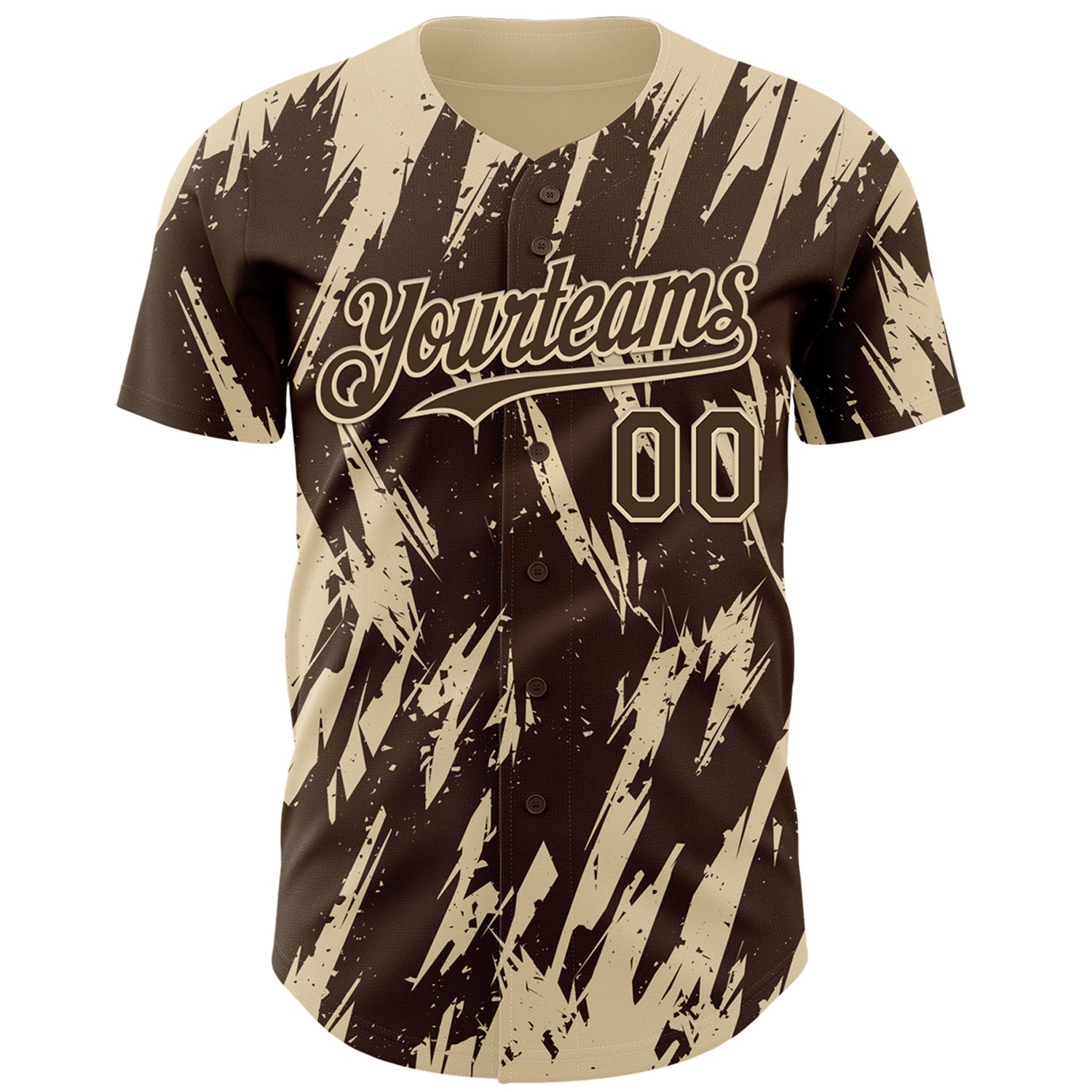 Custom Brown Cream Splatter Torn Sharp Brush Stroke Authentic Baseball Jersey