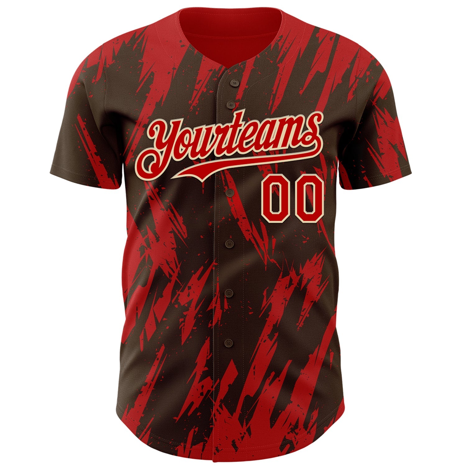 Custom Brown Red-White Splatter Torn Sharp Brush Stroke Authentic Baseball Jersey