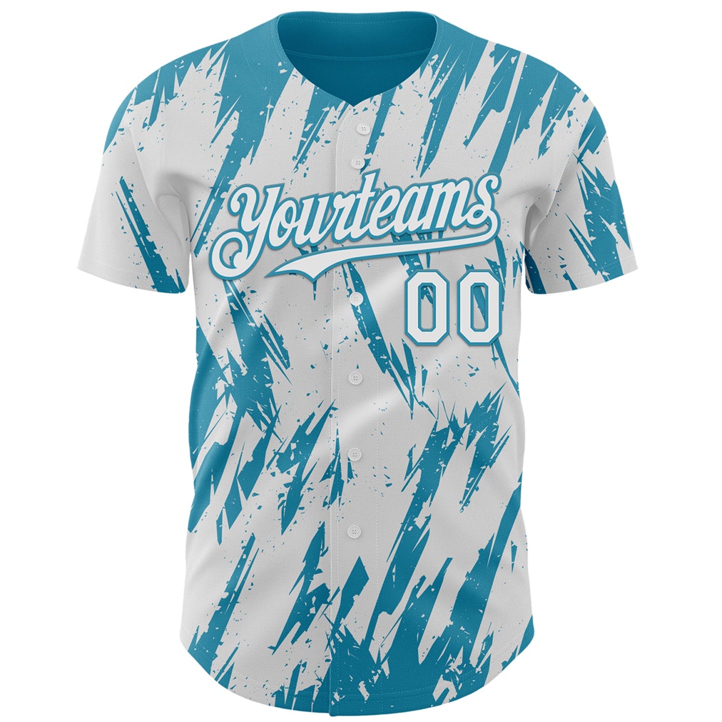 Custom White Panther Blue Splatter Torn Sharp Brush Stroke Authentic Baseball Jersey