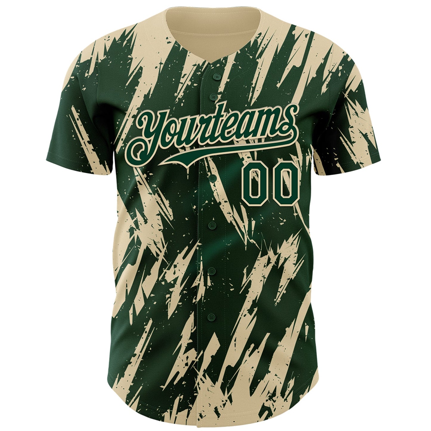 Custom Green Cream Splatter Torn Sharp Brush Stroke Authentic Baseball Jersey