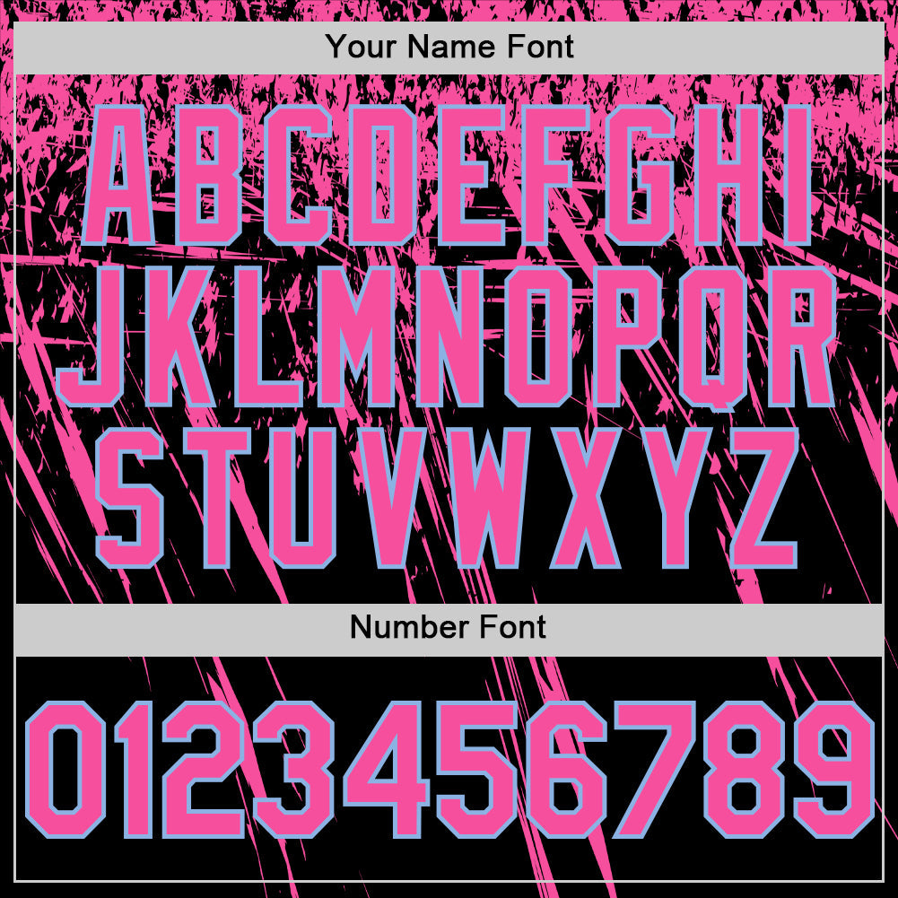 Custom Black Pink-Light Blue Distressed Scratch Brush Stroke Authentic Baseball Jersey