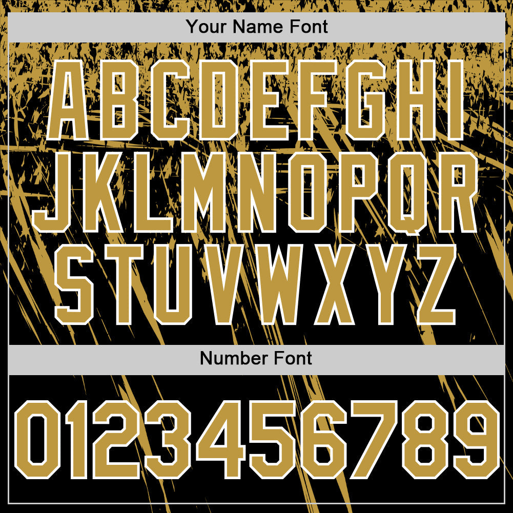 Custom Black Old Gold-White Distressed Scratch Brush Stroke Authentic Baseball Jersey