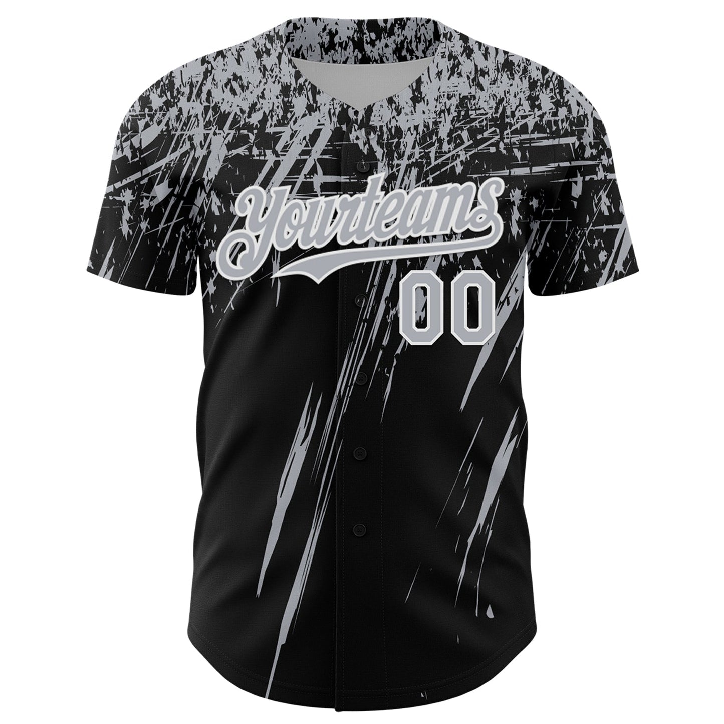 Custom Black Gray-White Distressed Scratch Brush Stroke Authentic Baseball Jersey