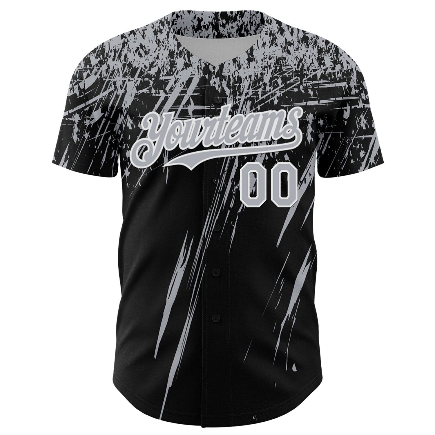 Custom Black Gray-White Distressed Scratch Brush Stroke Authentic Baseball Jersey