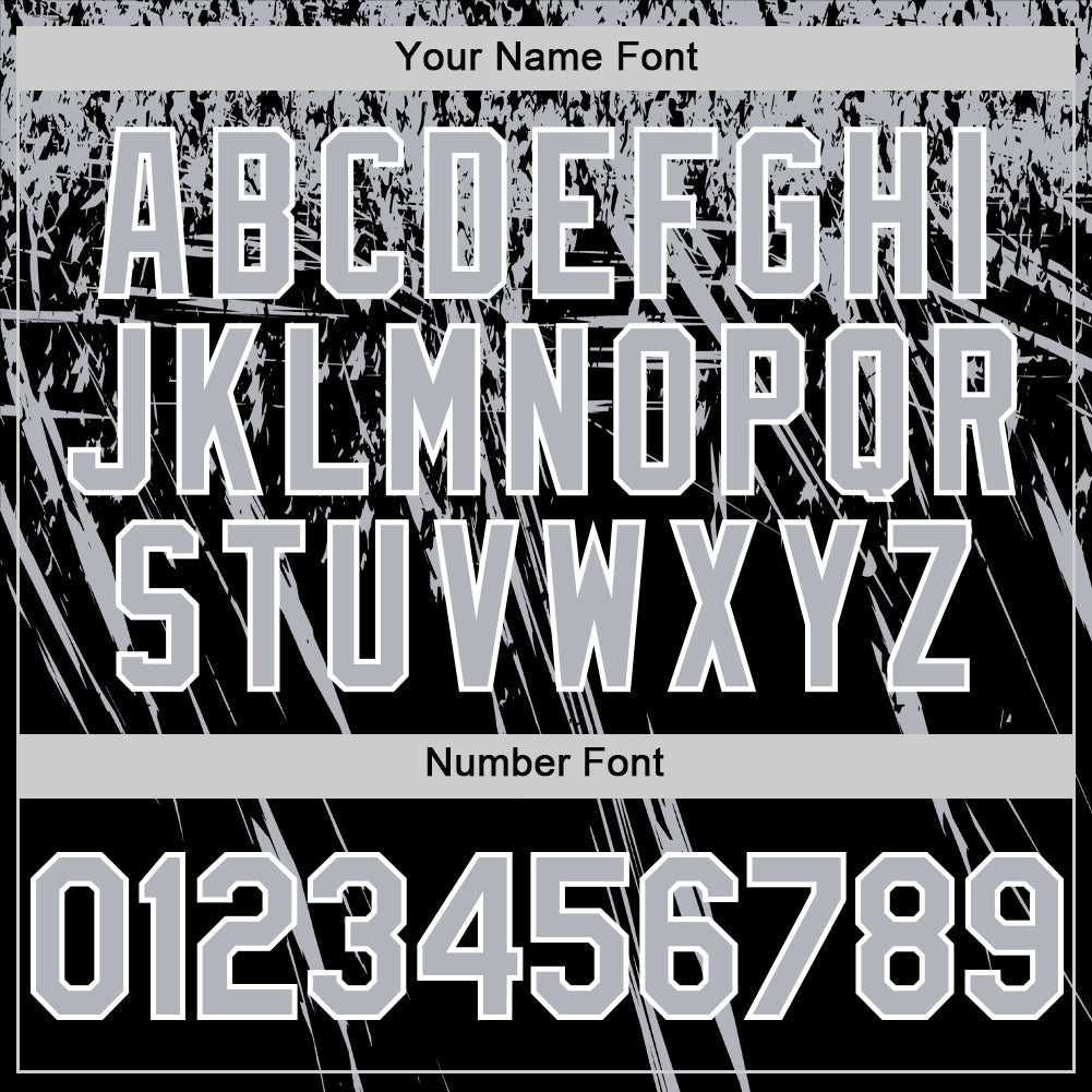 Custom Black Gray-White Distressed Scratch Brush Stroke Authentic Baseball Jersey