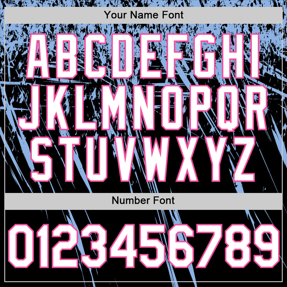 Custom Black White Light Blue-Pink Distressed Scratch Brush Stroke Authentic Baseball Jersey