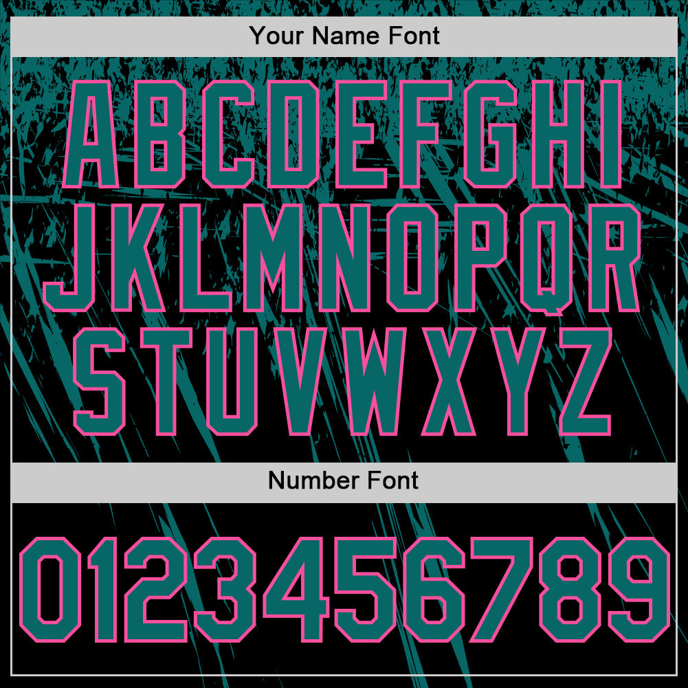 Custom Black Teal-Pink Distressed Scratch Brush Stroke Authentic Baseball Jersey